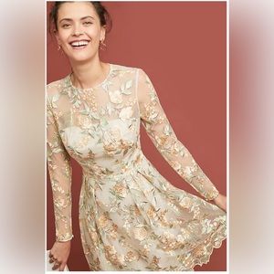 ML Monique Lhuillier Cia Embroidered Dress Anthropologie